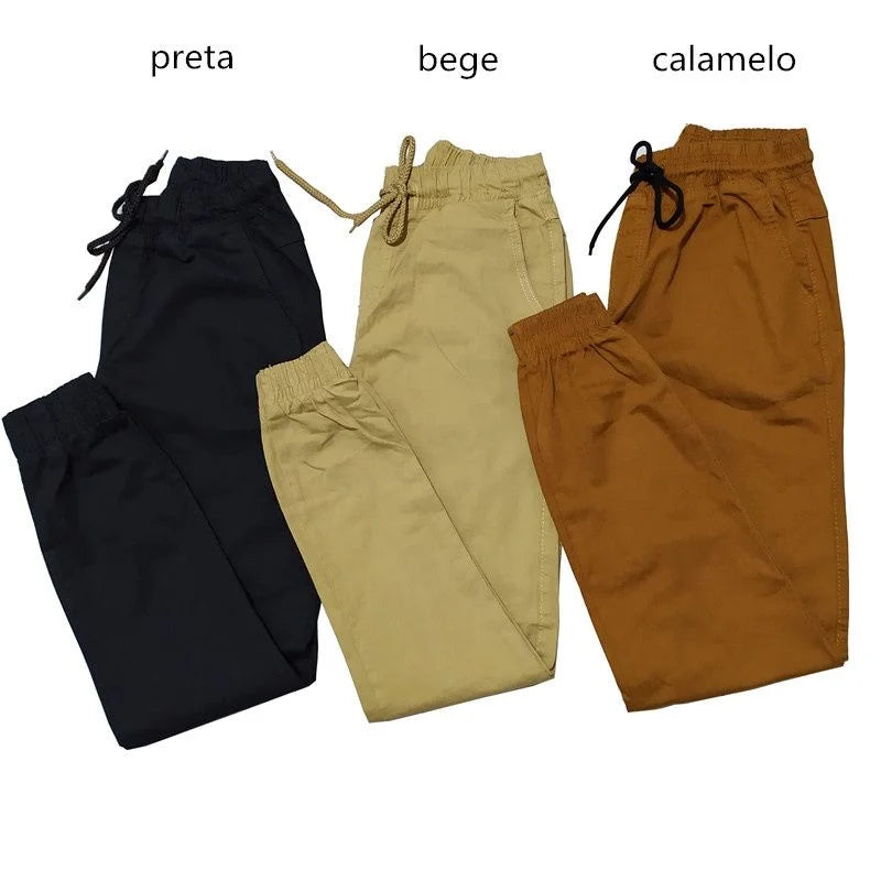 Calças Jogger Sarja Masculino Slim com Elastico,SAINT