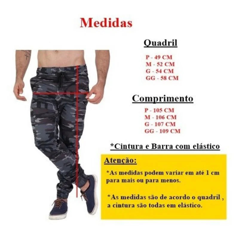 Calça Cargo mosculia 6 Bolsos Sarja Skate Jogger Casual 2023 Hip - Hop Elástico Slim