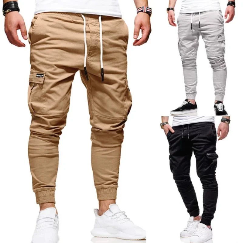 Calça Cargo mosculia 6 Bolsos Sarja Skate Jogger Casual 2023 Hip - Hop Elástico Slim