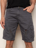 Bermuda Jeans Masculina Premium Detalhes Destroyed Casual Comfort