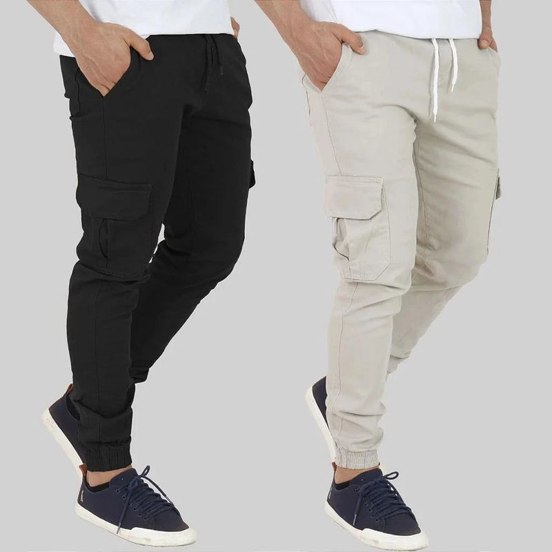 Calça Cargo mosculia 6 Bolsos Sarja Skate Jogger Casual 2023 Hip - Hop Elástico Slim